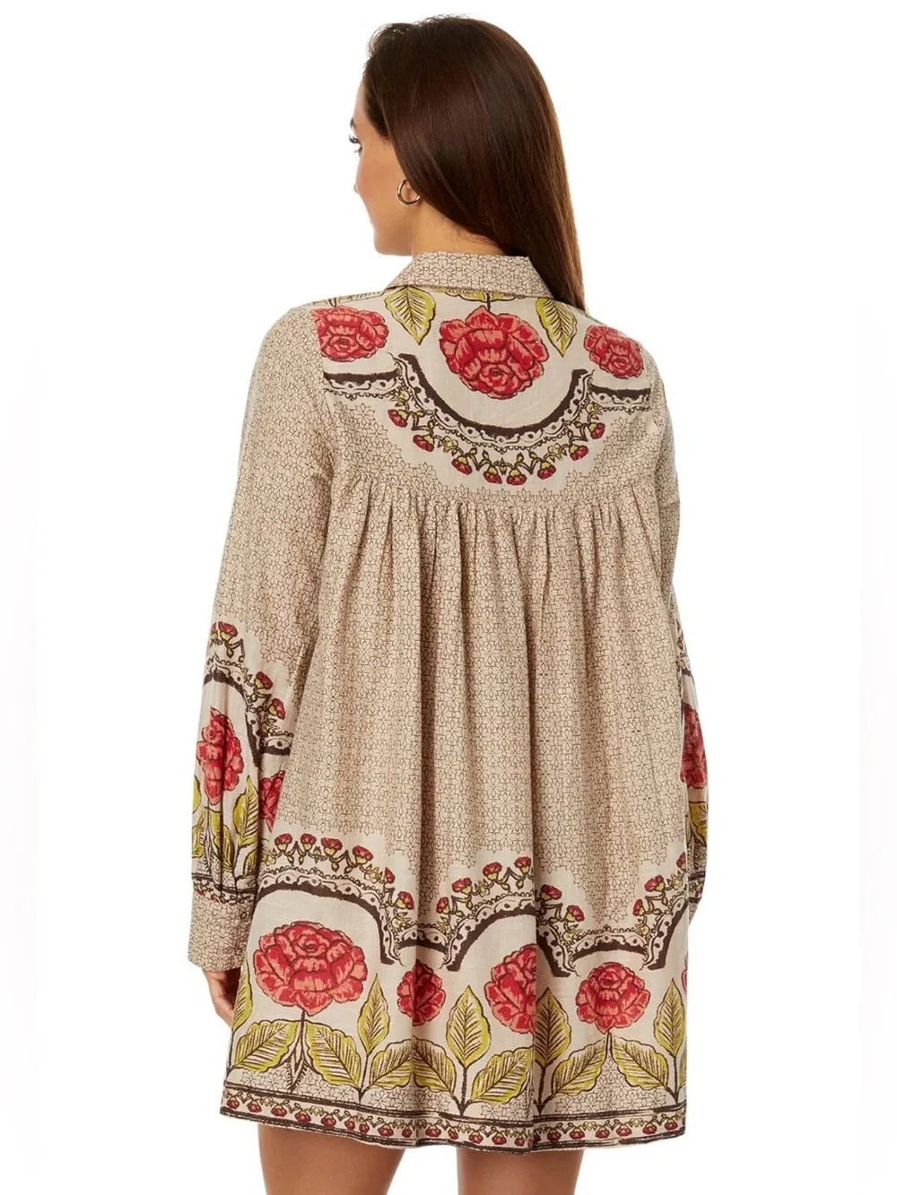 Free people Smell The Roses Mini Dress oversized longsleeve women’s size Large